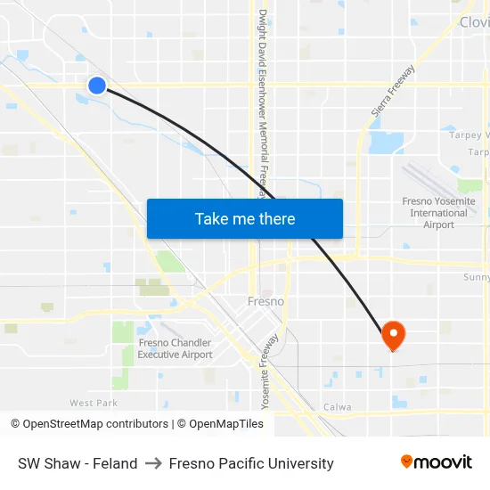 SW Shaw - Feland to Fresno Pacific University map