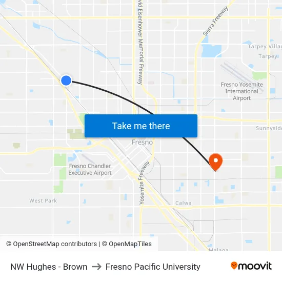 NW Hughes - Brown to Fresno Pacific University map