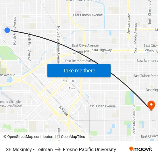 SE Mckinley - Teilman to Fresno Pacific University map
