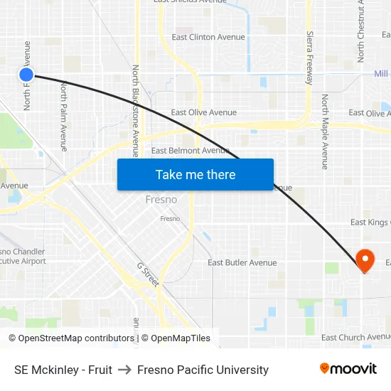 SE Mckinley - Fruit to Fresno Pacific University map