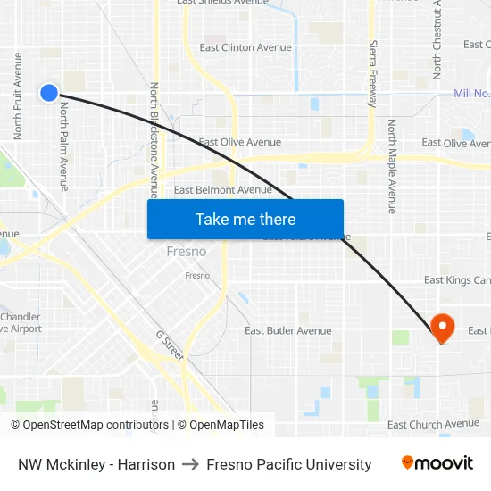 NW Mckinley - Harrison to Fresno Pacific University map