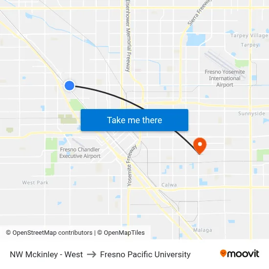 NW Mckinley - West to Fresno Pacific University map