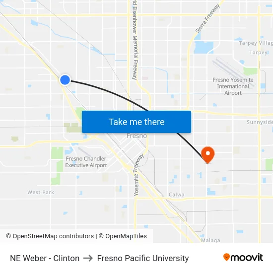 NE Weber - Clinton to Fresno Pacific University map