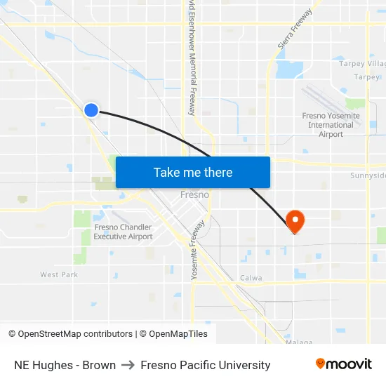 NE Hughes - Brown to Fresno Pacific University map