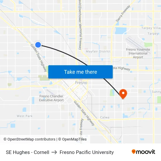 SE Hughes - Cornell to Fresno Pacific University map