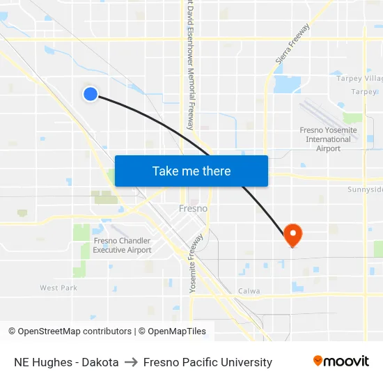 NE Hughes - Dakota to Fresno Pacific University map