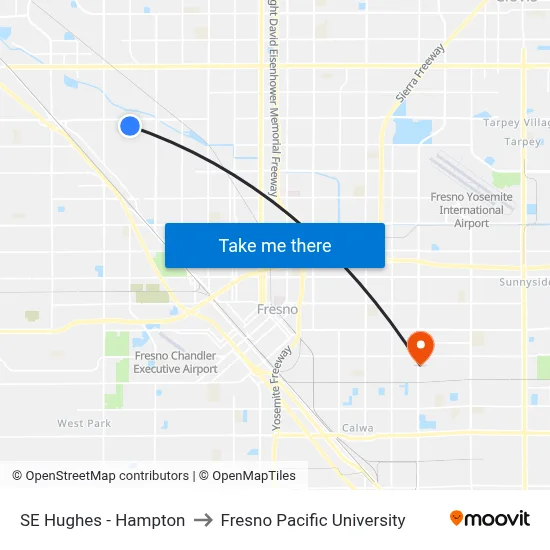 SE Hughes - Hampton to Fresno Pacific University map