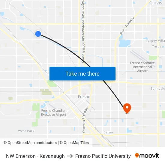NW Emerson - Kavanaugh to Fresno Pacific University map