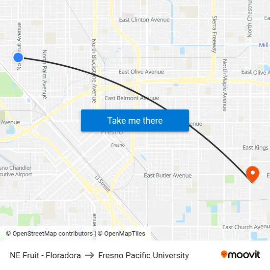 NE Fruit - Floradora to Fresno Pacific University map