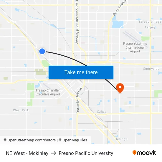 NE West - Mckinley to Fresno Pacific University map