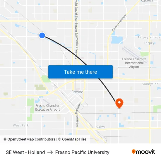 SE West - Holland to Fresno Pacific University map