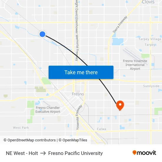 NE West - Holt to Fresno Pacific University map