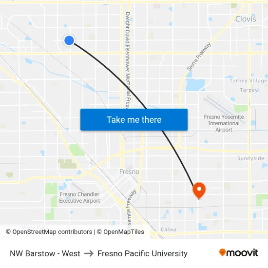 NW Barstow - West to Fresno Pacific University map