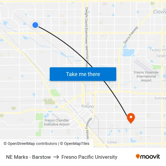 NE Marks - Barstow to Fresno Pacific University map