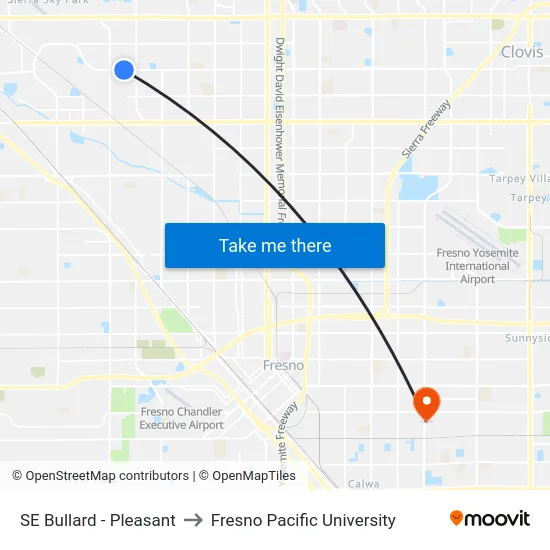 SE Bullard - Pleasant to Fresno Pacific University map