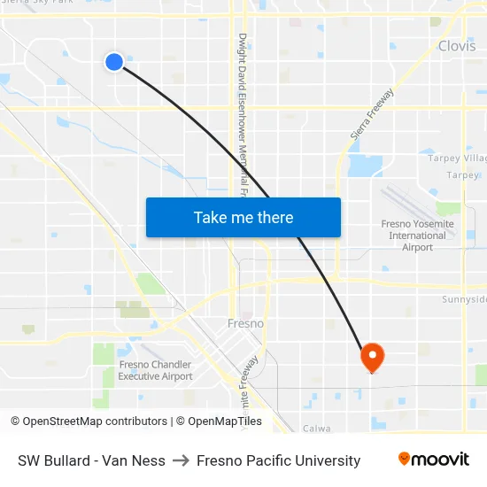 SW Bullard - Van Ness to Fresno Pacific University map