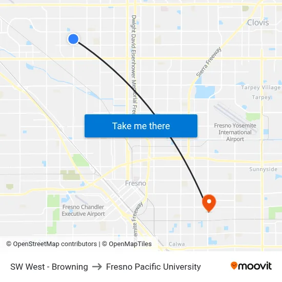 SW West - Browning to Fresno Pacific University map
