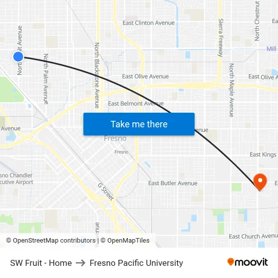 SW Fruit - Home to Fresno Pacific University map