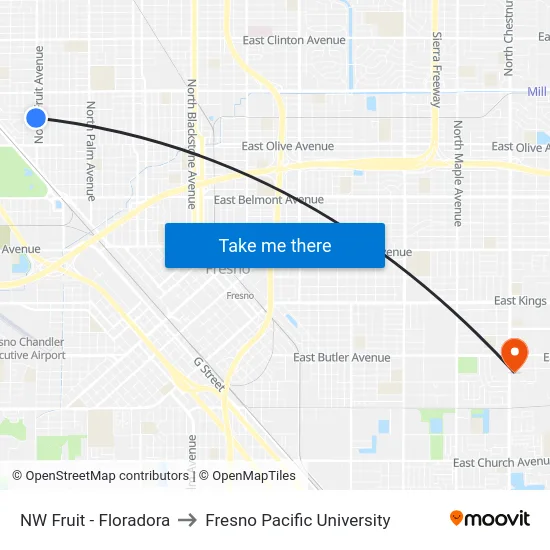 NW Fruit - Floradora to Fresno Pacific University map