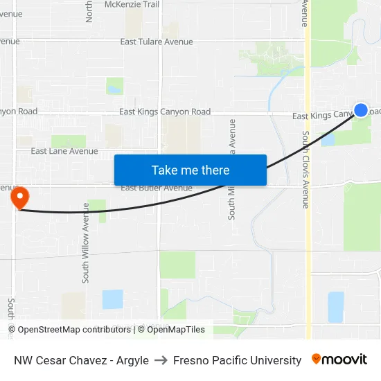 NW Cesar Chavez - Argyle to Fresno Pacific University map
