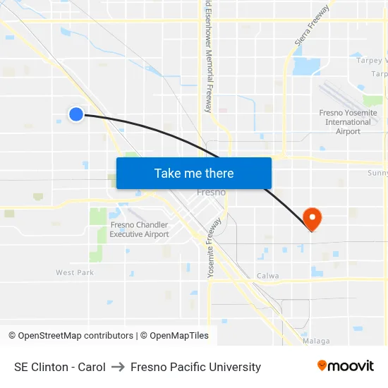 SE Clinton - Carol to Fresno Pacific University map