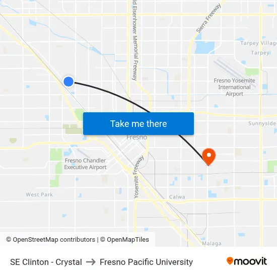SE Clinton - Crystal to Fresno Pacific University map