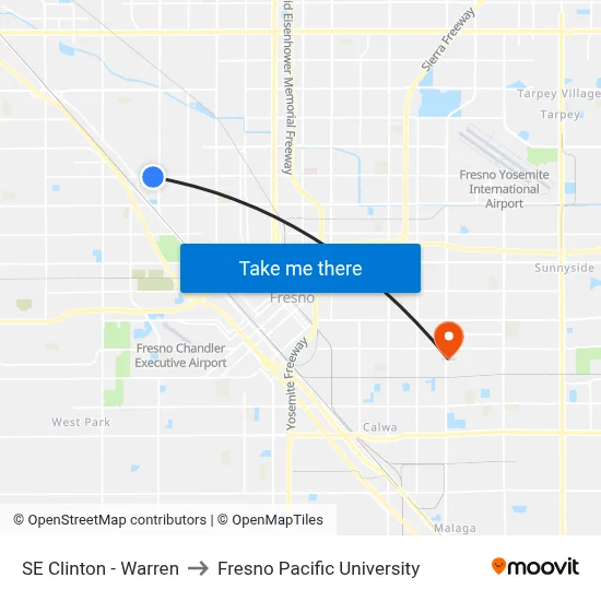 SE Clinton - Warren to Fresno Pacific University map