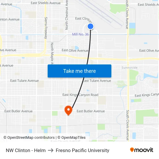 NW Clinton - Helm to Fresno Pacific University map