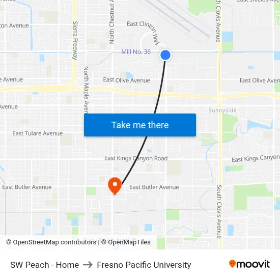 SW Peach - Home to Fresno Pacific University map