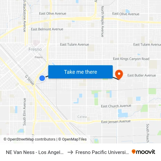 NE Van Ness - Los Angeles to Fresno Pacific University map