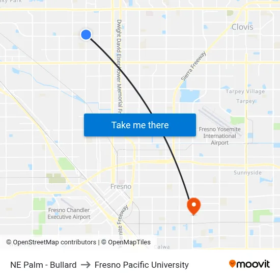 NE Palm - Bullard to Fresno Pacific University map