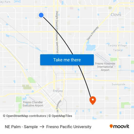 NE Palm - Sample to Fresno Pacific University map