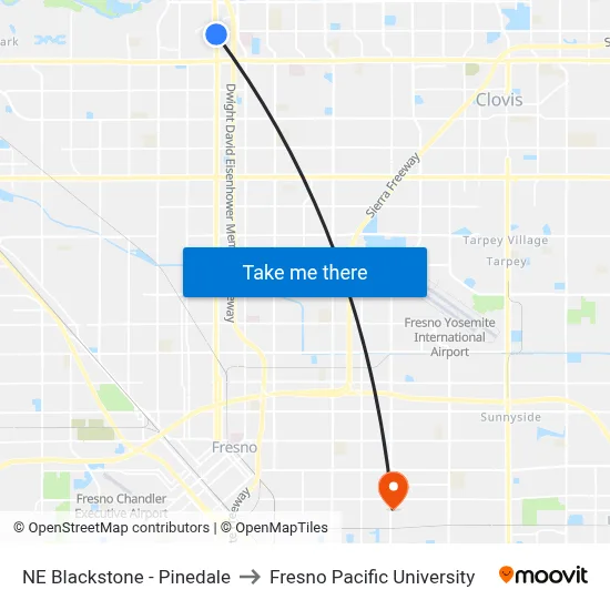 NE Blackstone - Pinedale to Fresno Pacific University map