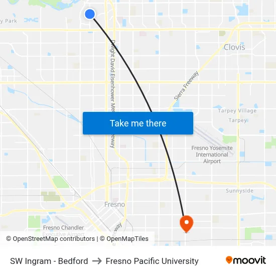 SW Ingram - Bedford to Fresno Pacific University map