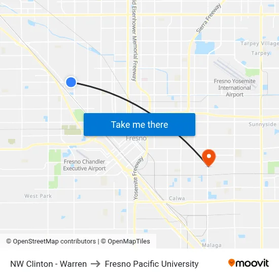 NW Clinton - Warren to Fresno Pacific University map
