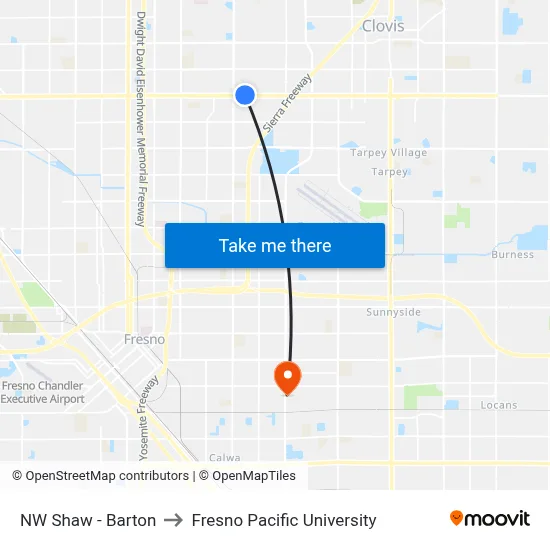 NW Shaw - Barton to Fresno Pacific University map