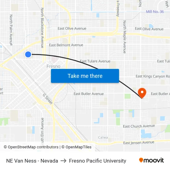 NE Van Ness - Nevada to Fresno Pacific University map