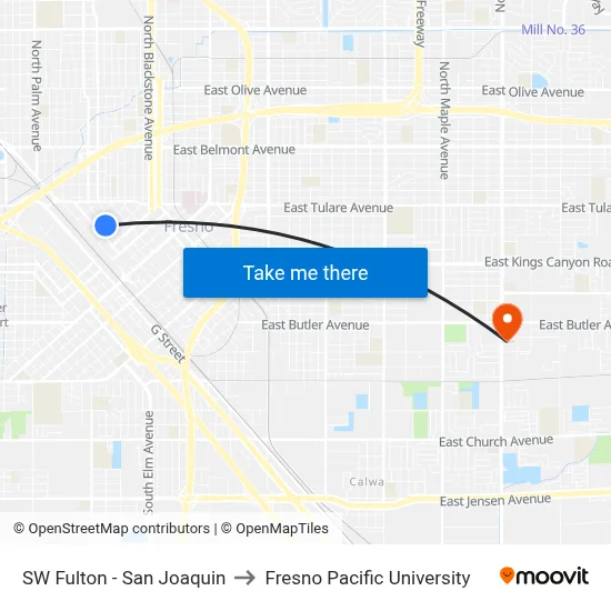 SW Fulton - San Joaquin to Fresno Pacific University map