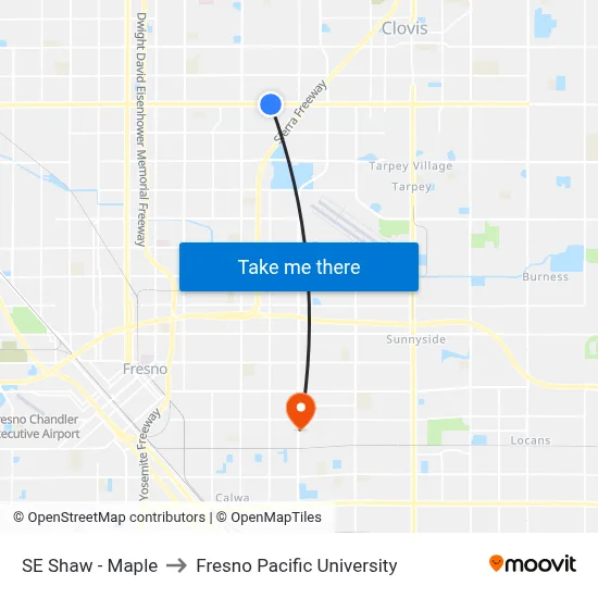 SE Shaw - Maple to Fresno Pacific University map