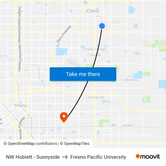 NW Hoblett - Sunnyside to Fresno Pacific University map