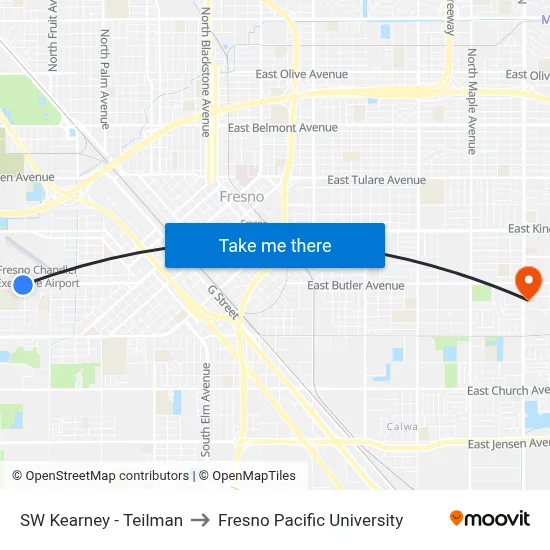 SW Kearney - Teilman to Fresno Pacific University map