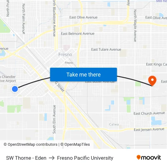SW Thorne - Eden to Fresno Pacific University map