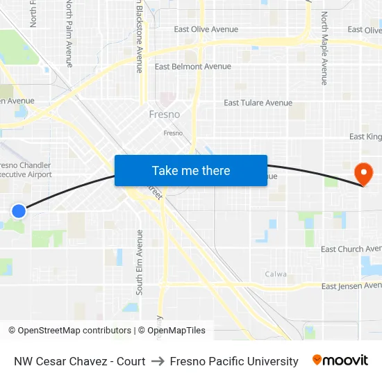 NW Cesar Chavez - Court to Fresno Pacific University map