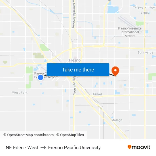 NE Eden - West to Fresno Pacific University map