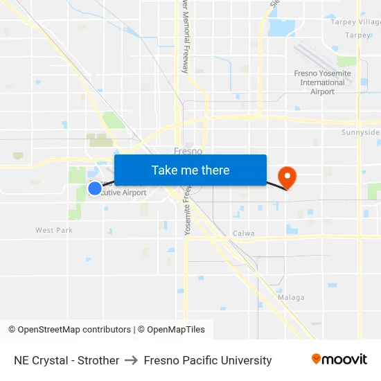 NE Crystal - Strother to Fresno Pacific University map