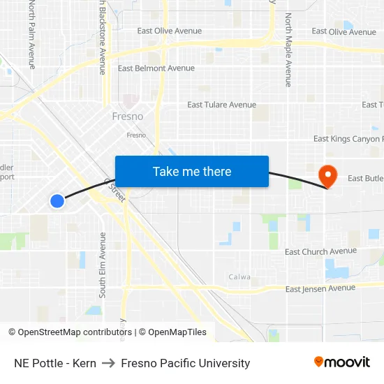 NE Pottle - Kern to Fresno Pacific University map