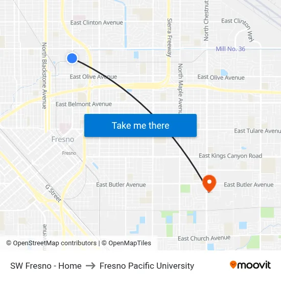 SW Fresno - Home to Fresno Pacific University map