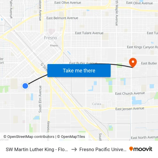 SW Martin Luther King - Florence to Fresno Pacific University map
