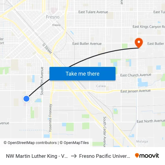 NW Martin Luther King - Vine to Fresno Pacific University map