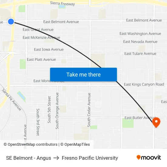 SE Belmont - Angus to Fresno Pacific University map